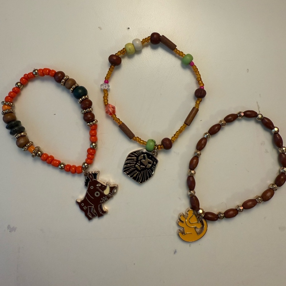 Lion King Musical Colorful Beaded Bracelets with Animal Charms KIDS